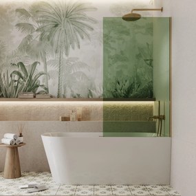 Parawan nawannowy prostokątny MOLIS Classic Green szkło zielone | Różne rozmiary : Kolor profili kabiny - złoty szczotkowany, Rozmiar - 70x140 cm