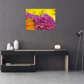 Obraz na szkle - różowy kwiat (70x50 cm)