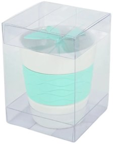 Porcelanowy kubek SILICONE BUTTERFLY z sitkiem do herbaty 280 ml, zielony