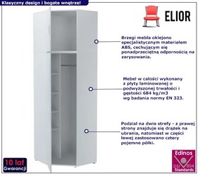 Biała szafa narożna z nadstawką - Kario 4X