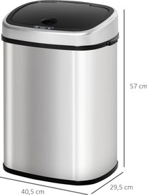 HOMCOM Automatyczny kosz na śmieci z czujnikiem podczerwieni Wiadro kuchenne Srebrny