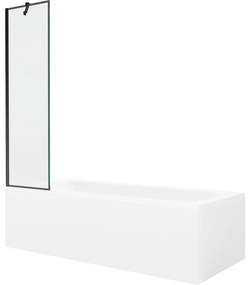Mexen Vega wanna prostokątna 150 x 70 cm z obudową i parawanem 1-skrzydłowym 50 cm, czarny wzór - 550115070X9505007070