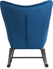 Fotel Bujany na Biegunach Uszak Wypoczynkowy ELIS Granatowy Welurowy Nowoczesny