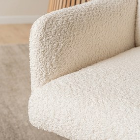 Krzesło Tapicerowane Obrotowe WILLA Kremowe Nowoczesne Boucle