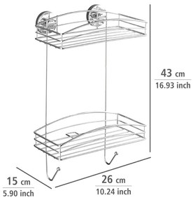 Półka łazienkowa dwupoziomowa WENKO, 2 kosze na akcesoria do kąpieli mocowanie Vacuum-Loc