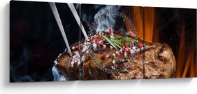 Obraz stek z grilla (z zegarem) (90x30 cm)