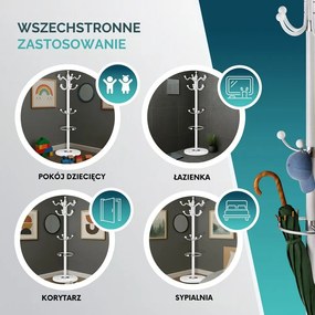 Wieszak stojący TENZY z marmurową podstawą, 37x173 cm, biały Casaria