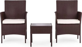 Zestaw mebli ogrodowych Livora 0223 - 2 krzesła i stolik kawowy, kolor brązowy
