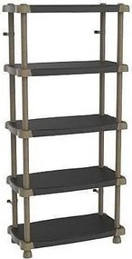 Regał wysoki 88 cm 5 półek Czarny i Topo