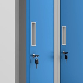 Dwudrzwiowa szafa BHP wąska 60x50x180 cm Kacper 2 szary/niebieski