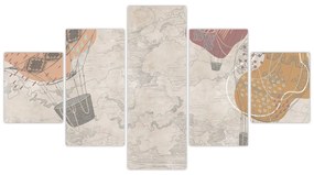 Obraz - Balony nad miastem, ciepłe odcienie (125x70 cm)