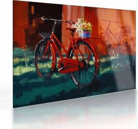 Obraz na szkle czerwonego koła, malowanie akrylowe (70x50 cm)