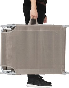 Leżak ogrodowy LAGUNA z regulowanym daszkiem, 193x59x30cm, brązowo-szary (taupe) SongmicsHome