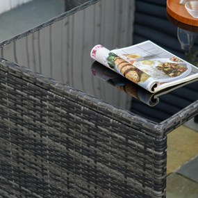 Outsunny Zestaw Mebli Ogrodowych Rattanowych 5 Części Stół Krzesła Sofa Stal Szary Komplet do Jadalni | Aosom PL