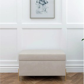 Beżowa tapierowana ławka Dancan BORGO z pojemnikiem