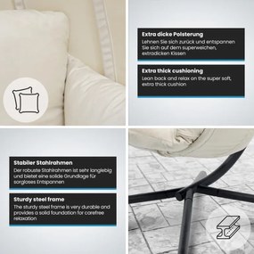 MIADOMODO fotel bujany wiszący beżowy, nośność 160 kg