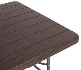 Zestaw bankietowy imitacja drewna - stół cateringowy 180 cm i 2 ławki Party, brązowy