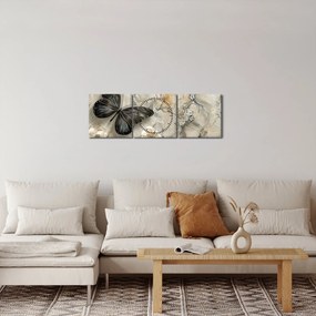 Obraz - Marmurowe tło z motylami (z zegarem) (90x30 cm)