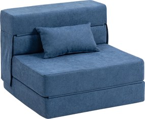 HOMCOM Sofa podłogowa rozkładana tapicerowana granatowa wygodna materac piankowy z poduszką do salonu | Aosom PL