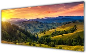 Szkło Ozdobne do Kuchni Sielska Łąka w Zachodzącym Słońcu