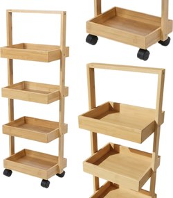 Wąski regał bambusowy, 4 koszyki VINK, 90 cm