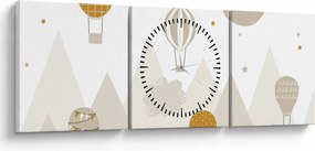 Obraz - Latające balony (z zegarem) (90x30 cm)