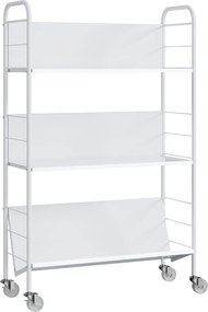 HOMCOM Regał na książki Regał do przechowywania z 3 półkami, na kółkach, regał na zabawki do sypialni, 69 x 26 x 108 cm, biały