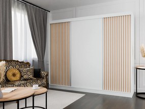 Szafa przesuwna ARTON 250 cm biała z lamelami – nowoczesny design i funkcjonalność