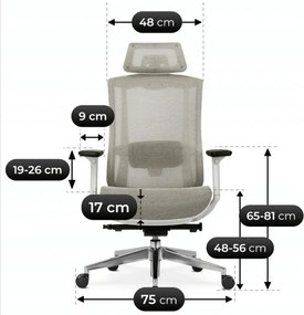 Fotel Biurowy Ergonomiczny Obrotowy SKY Beżowy Nowoczesny