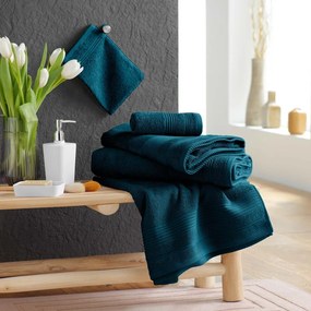 Ciemnoniebieski bawełniany ręcznik frotte 50x90 cm Tendresse – douceur d'intérieur