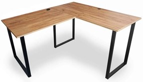 Biurko narożne w stylu loft 120x150x60 dąb craft złoty - Verdot