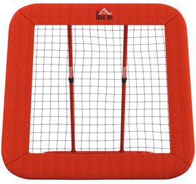 HOMCOM Siatka do Odbijania Piłki, Regulowana, Składana, Metalowa Rama, Siatka Wszechpogodowa, w zestawie kołki, Czerwona