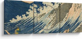Obraz - Katsushika Hokusai, Fishing Boats at Choshi in Shimosa (Soshu Choshi) , reprodukcje (z zegarem) (90x30 cm)