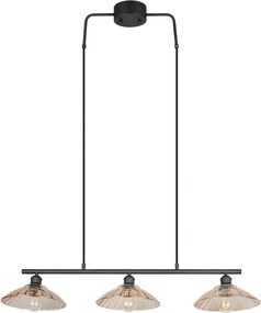 Czarno-bursztynowa metalowa lampa wisząca ze szklanym kloszem Eluna – Reality