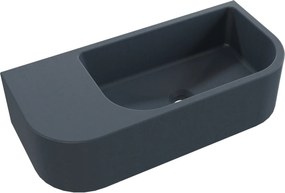 Umywalka betonowa wisząca / nablatowa półokrągła z półką bez otworu na baterię 65 x 30 cm LARMO | różne kolory : Kolor - Grafitowy, Typ montażu - podwieszana