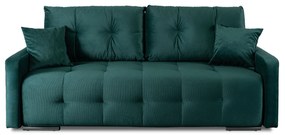 Sofa z Funkcją Spania FAVIO Wersalka Rozkładana Dwuosobowa Welurowa Zielona Nowoczesna do Salonu