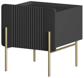 Szafka nocna Malmi 45 cm z szufladą - czarny mat / złote nóżki