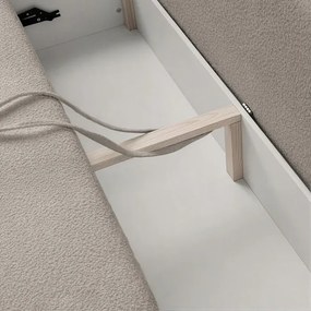 Sofa z Funkcją Spania ARVETO Kremowa Boucle Nowoczesna