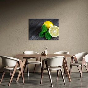 Obraz cytryn i mięty na stole (70x50 cm)