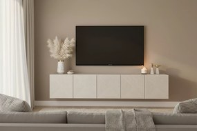 Szafka RTV wisząca Asha 200 cm z ryflowanym frontem - kaszmir