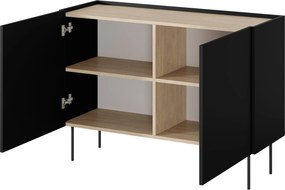 Komoda Desin 120 cm dwudrzwiowa - czarny mat / dąb nagano