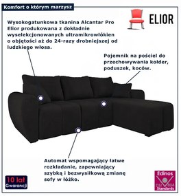 Czarny narożnik z pojemnikiem na pościel F9-L30