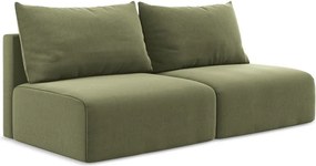 Zielona aksamitna rozkładana/ze schowkiem sofa 216 cm Kalena – Makamii