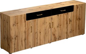 Bufet L 200cm - 4 drzwi z 2 szufladami - Naturalny
