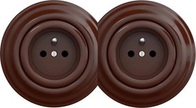 Kliklap - Podwójne retro gniazdo domowe z ramką 230V brązowe