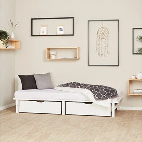 Łóżko 90x200 cm białe Paletowe łóżko Zestaw 2 listew Łóżko z litego drewna