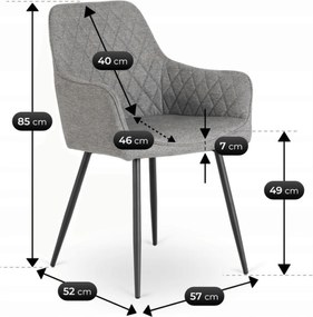 Krzesło Tapicerowane do Jadalni BRESSO 2 Szare Nowoczesne Loft