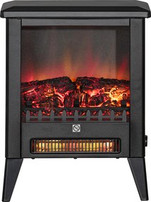 HOMCOM Elektryczny kominek z realistycznym efektem ognia, zabezpieczeniem przed przegrzaniem i niskim poziomem hałasu, 1800W, Czarny