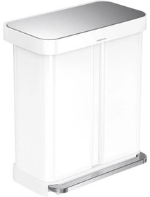 Simplehuman Kosz na śmieci z pedałem do segregacjiodpadów 58 l, biały