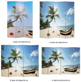 Wewnętrzny parawan z nadrukiem plaży - Folken 4X 160 x 170 cm